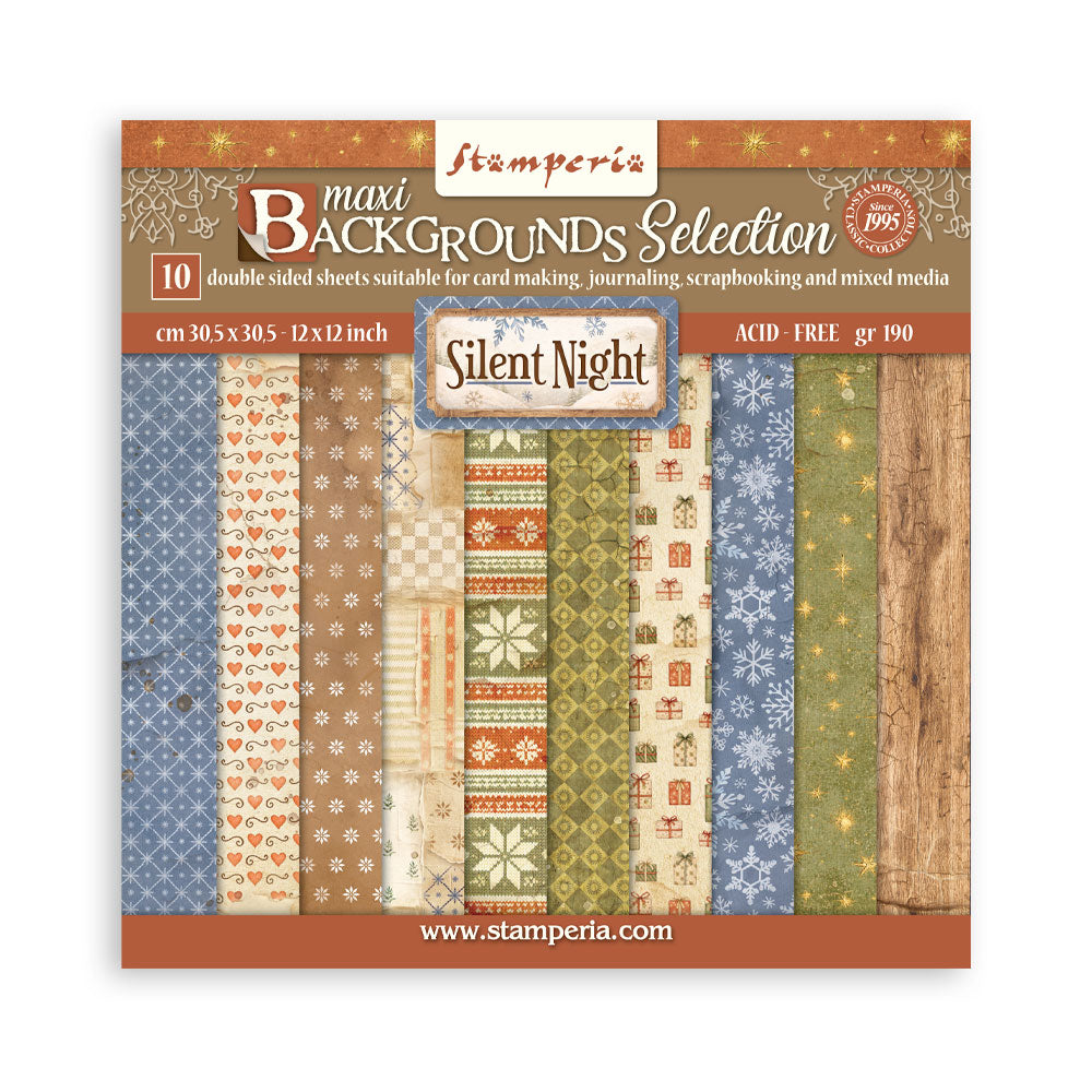 Stamperia Silent Night 12 x 12 Inch Maxi Background Paper Pack - SBBL193