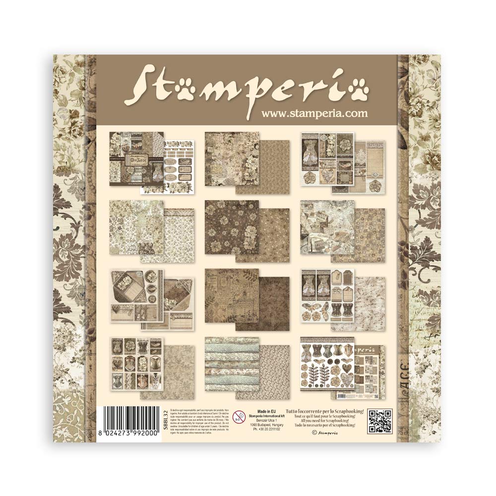 Stamperia Scrapbooking Pad 10 sheets cm 30,5x30,5 (12"x12") - Old Lace