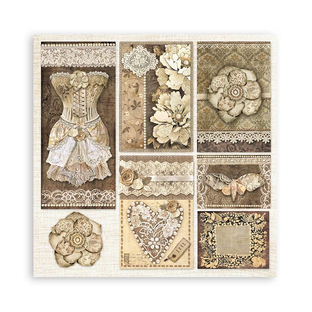 Stamperia Scrapbooking Pad 10 sheets cm 30,5x30,5 (12"x12") - Old Lace