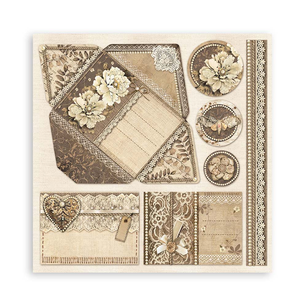 Stamperia Scrapbooking Pad 10 sheets cm 30,5x30,5 (12"x12") - Old Lace