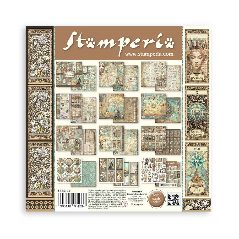 Stamperia Scrapbooking Small Pad 10 sheets cm 20,3X20,3 (8"X8") - Fortune SBBS105