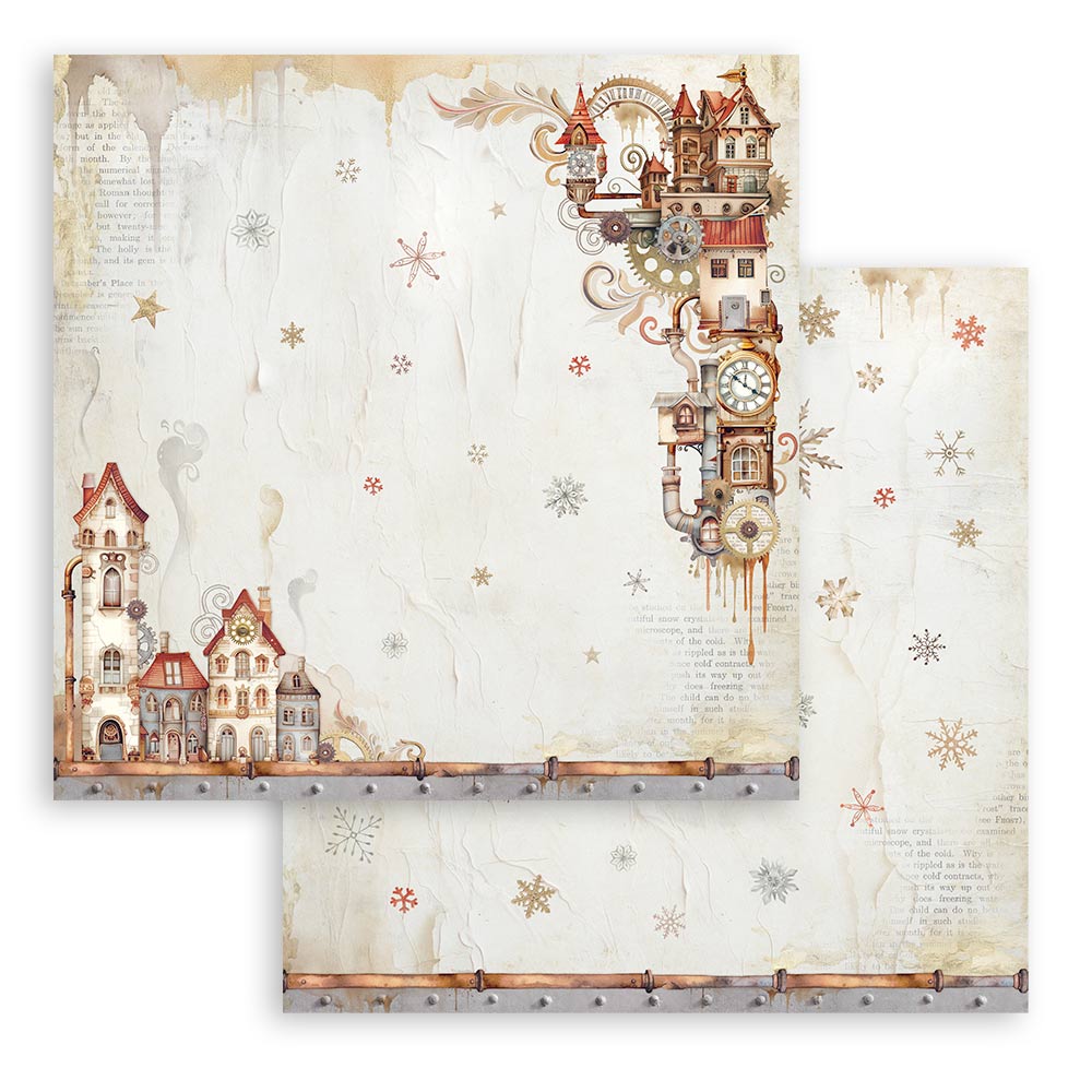 Stamperia Scrapbooking Small Pad 10 sheets cm 20,3X20,3 (8"X8") - Gear up to Christmas SBBS110