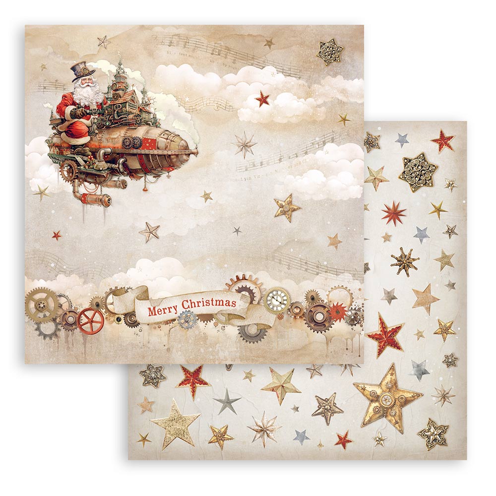 Stamperia Scrapbooking Small Pad 10 sheets cm 20,3X20,3 (8"X8") - Gear up to Christmas SBBS110