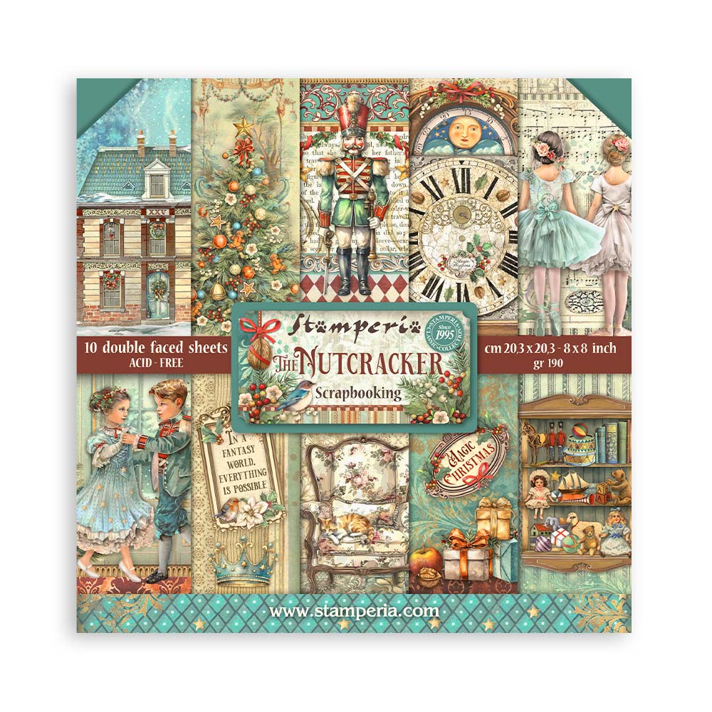 Stamperia Scrapbooking Small Pad 10 sheets cm 20,3X20,3 (8"X8") - The Nutcracker SBBS112