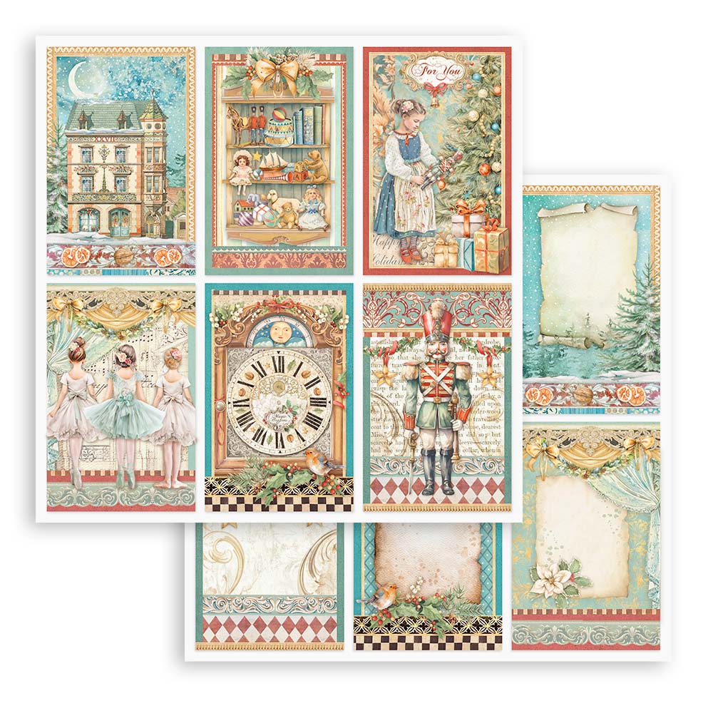 Stamperia Scrapbooking Small Pad 10 sheets cm 20,3X20,3 (8"X8") - The Nutcracker SBBS112