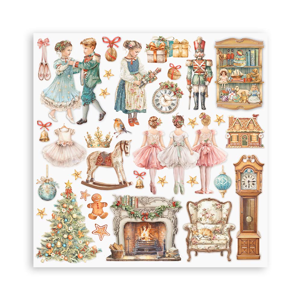 Stamperia Scrapbooking Small Pad 10 sheets cm 20,3X20,3 (8"X8") - The Nutcracker SBBS112