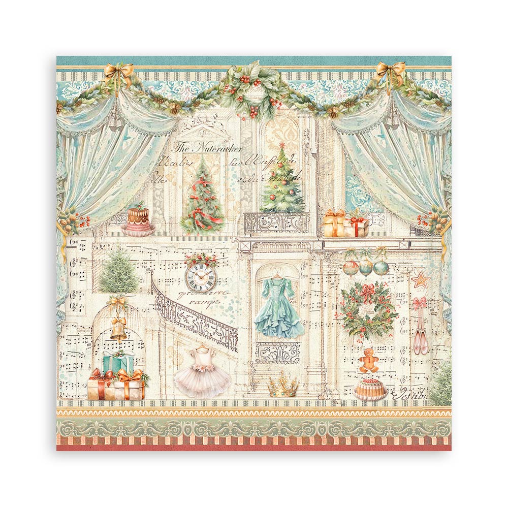 Stamperia Scrapbooking Small Pad 10 sheets cm 20,3X20,3 (8"X8") - The Nutcracker SBBS112