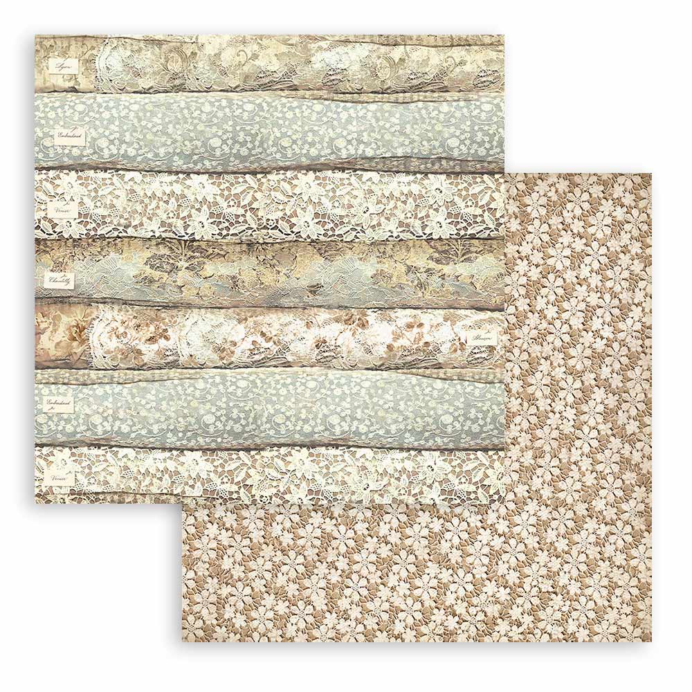 Stamperia Scrapbooking Small Pad 10 sheets cm 20,3X20,3 (8"X8") - Old Lace