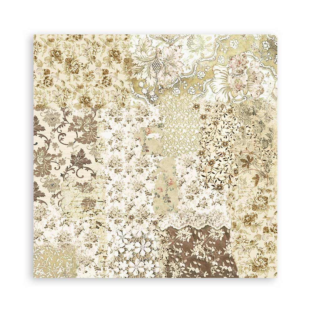 Stamperia Scrapbooking Small Pad 10 sheets cm 20,3X20,3 (8"X8") - Old Lace