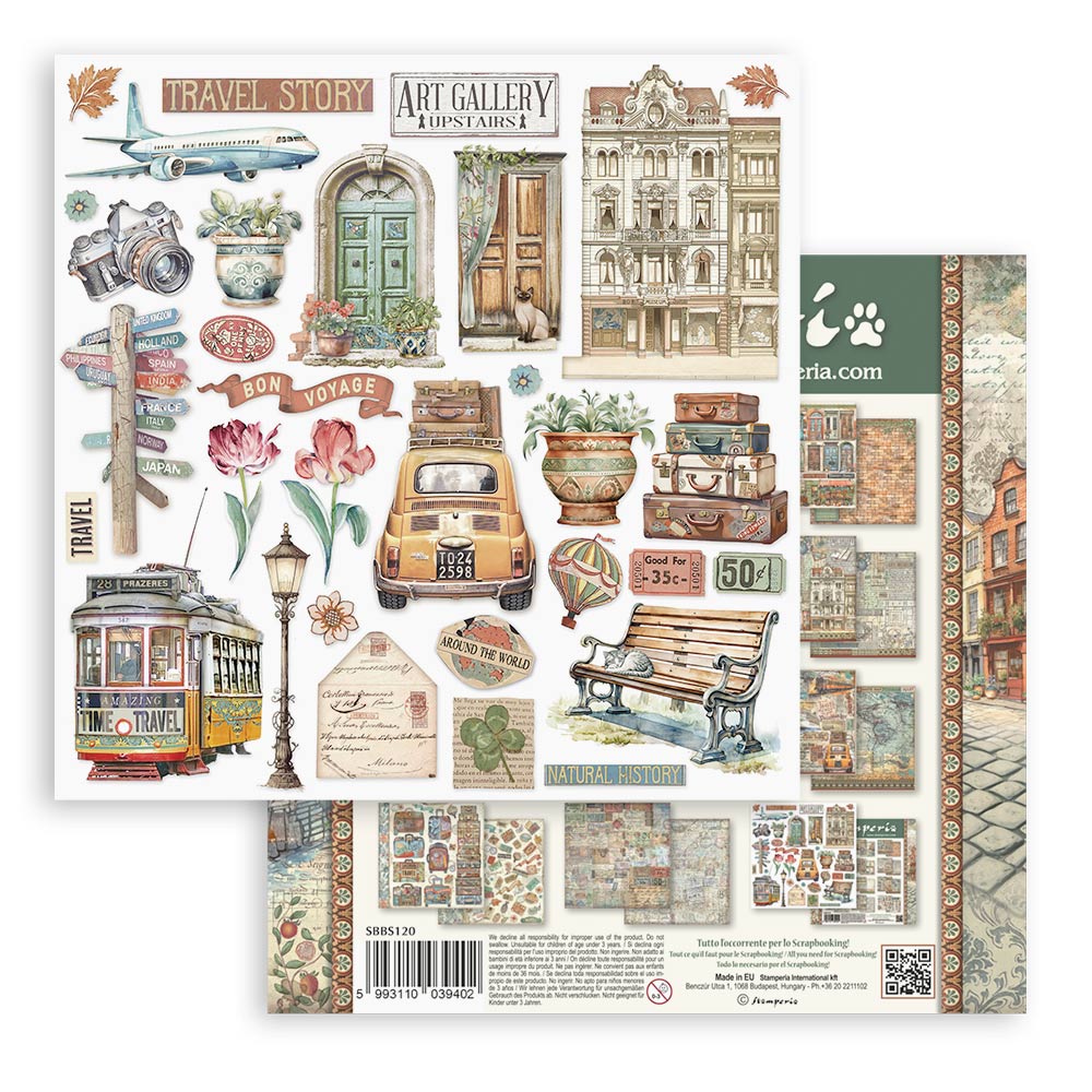 Stamperia Art of Travelling 8x8 Inch Paper Pack (SBBS120)