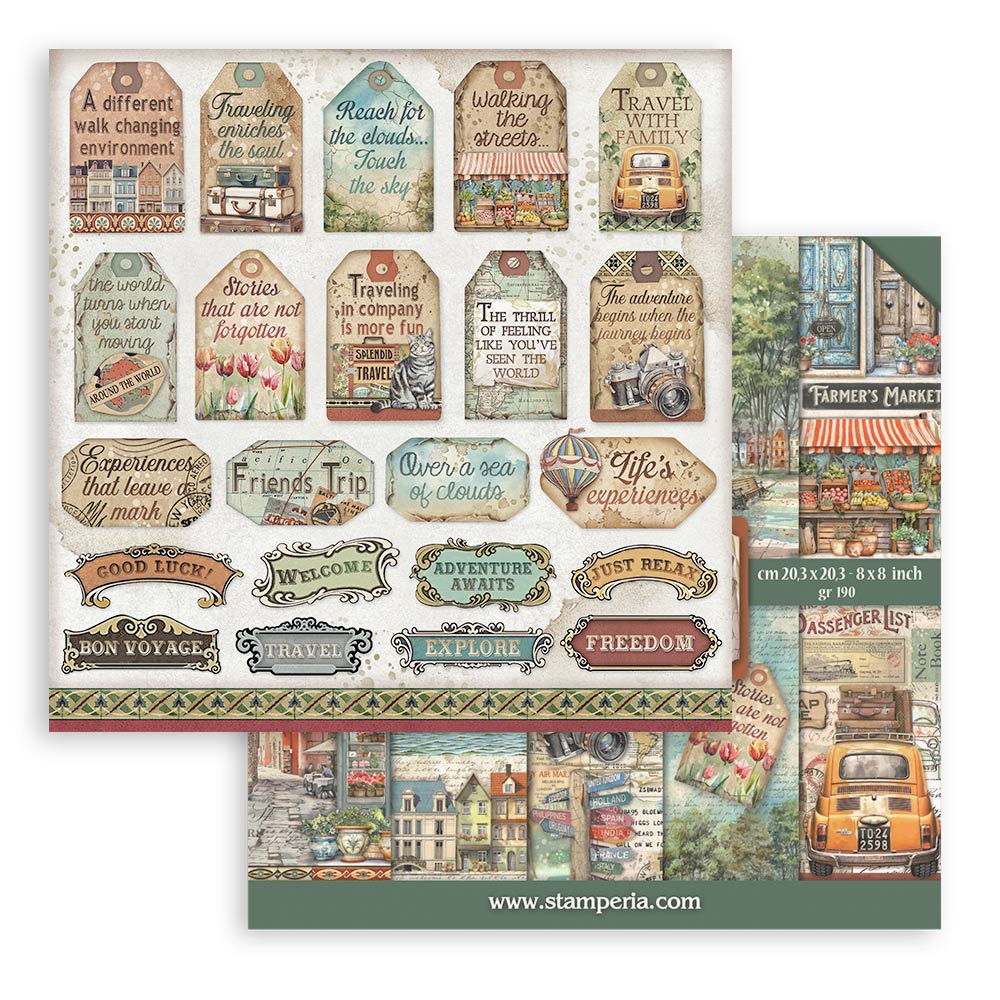 Stamperia Art of Travelling 8x8 Inch Paper Pack (SBBS120)