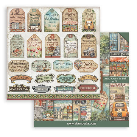 Stamperia Art of Travelling 8x8 Inch Paper Pack (SBBS120)