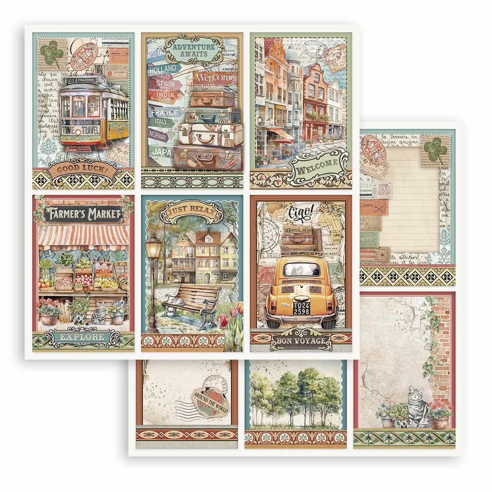 Stamperia Art of Travelling 8x8 Inch Paper Pack (SBBS120)