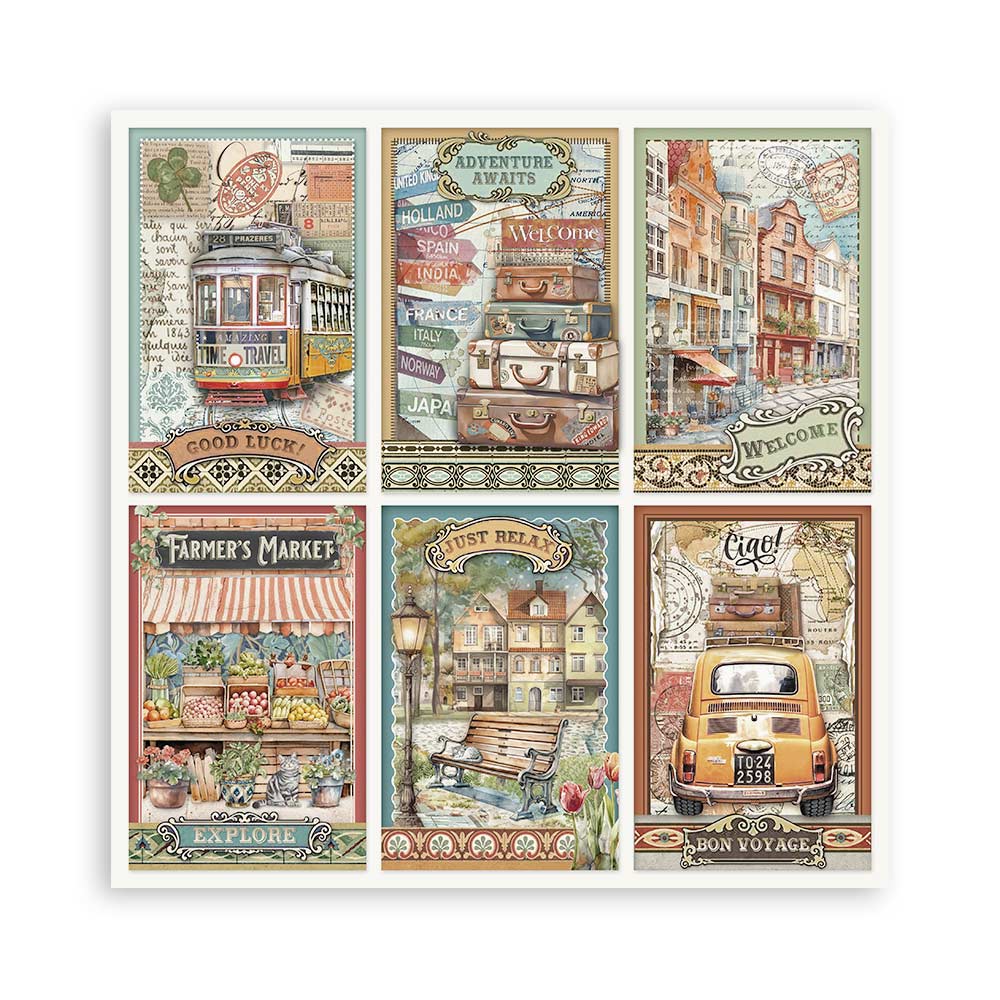 Stamperia Art of Travelling 8x8 Inch Paper Pack (SBBS120)