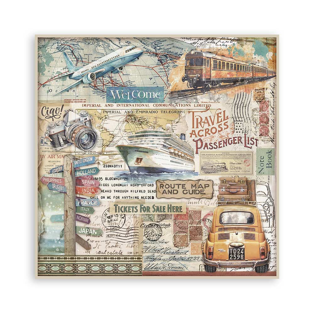 Stamperia Art of Travelling 8x8 Inch Paper Pack (SBBS120)