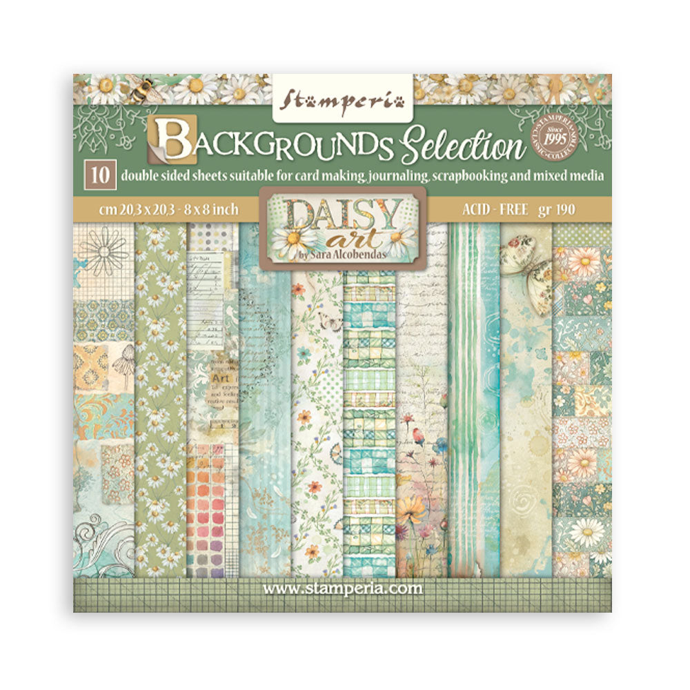 Stamperia Daisy Art 8x8 Inch Paper Pack Maxi Background Selection (SBBS139)