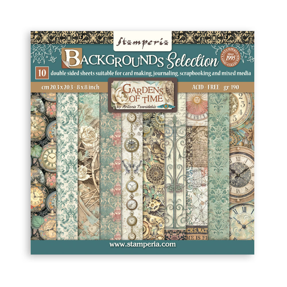 Stamperia Gardens of Time 8x8 Maxi Background Pad (SBBS142)