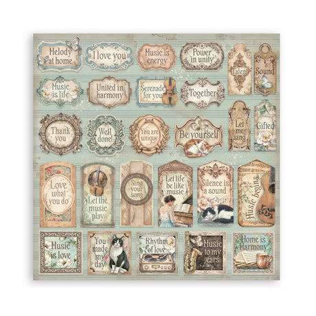 Stamperia Symphony 8x8 Inch Paper Pack by Sara Alcobendas (SBBS144)