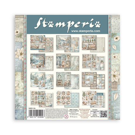 Stamperia White Christmas 8 x 8 Inch Paper Pack by Cristina Radovan - SBBS146
