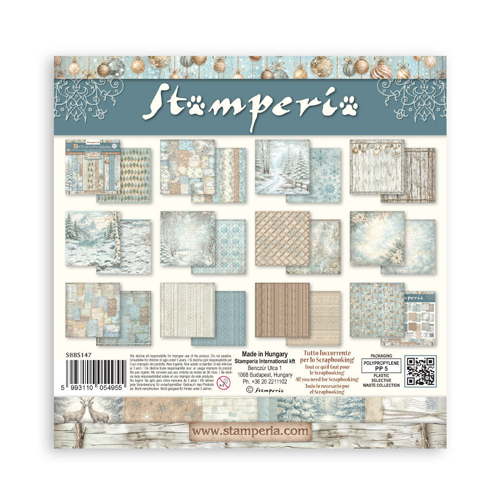 Stamperia White Christmas 8 x 8 Inch Maxi Background Paper Pack by Cristina Radovan - SBBS147