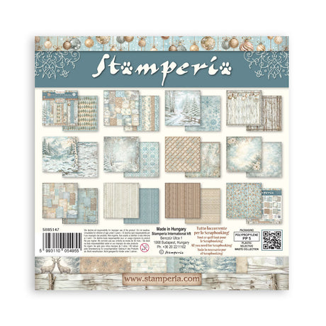 Stamperia White Christmas 8 x 8 Inch Maxi Background Paper Pack by Cristina Radovan - SBBS147