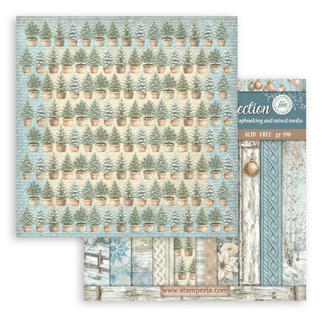 Stamperia White Christmas 8 x 8 Inch Maxi Background Paper Pack by Cristina Radovan - SBBS147