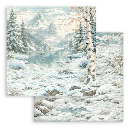 Stamperia White Christmas 8 x 8 Inch Maxi Background Paper Pack by Cristina Radovan - SBBS147