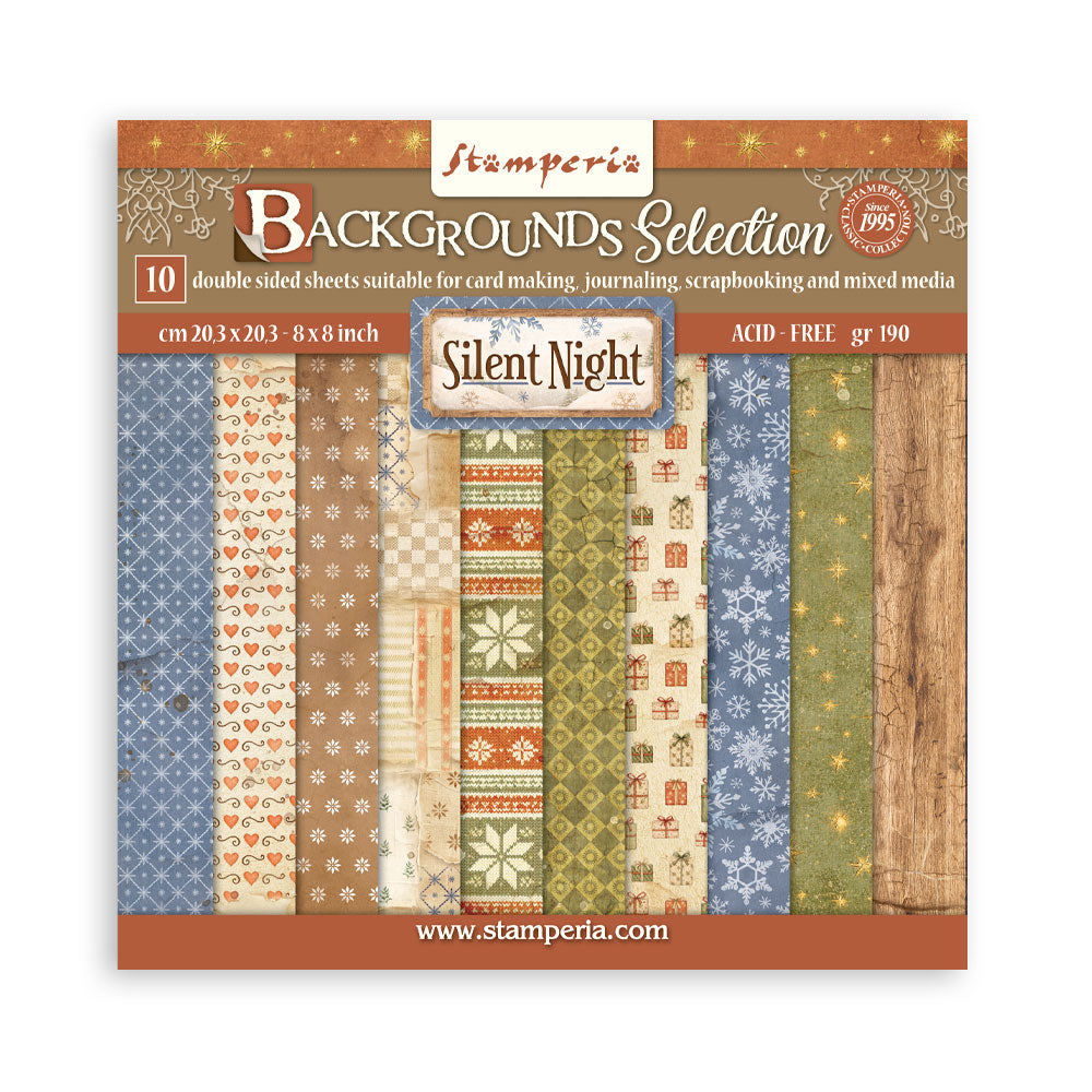 Stamperia Silent Night 8 x 8 Inch Maxi Background Paper Pack - SBBS149