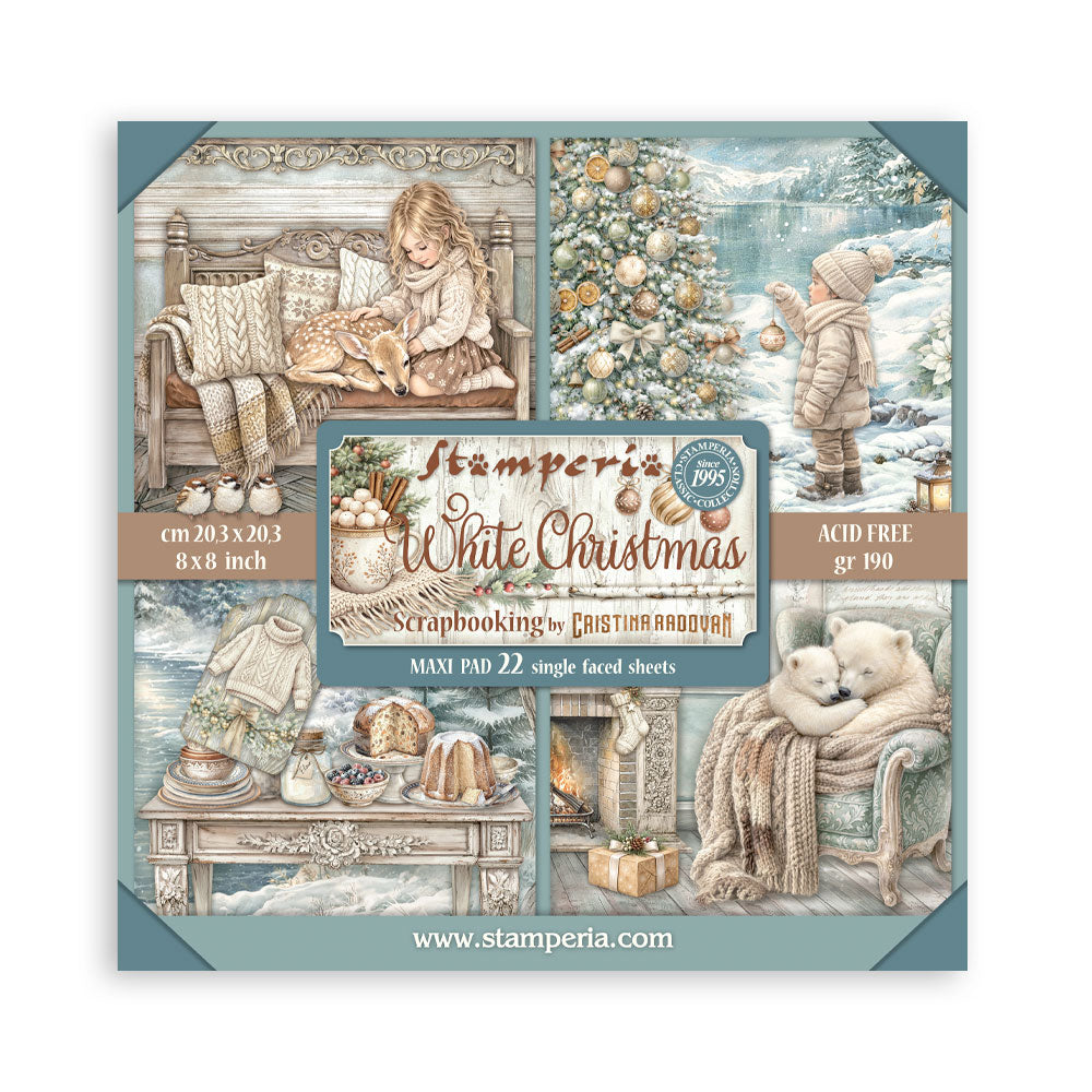 Stamperia White Christmas 8 x 8 Inch Single Face Paper Pack by Cristina Radovan - SBBSXB27