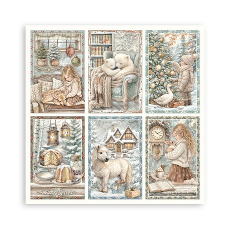 Stamperia White Christmas 8 x 8 Inch Single Face Paper Pack by Cristina Radovan - SBBSXB27