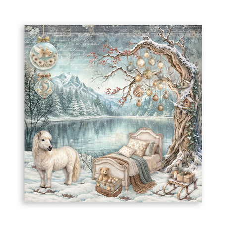 Stamperia White Christmas 8 x 8 Inch Single Face Paper Pack by Cristina Radovan - SBBSXB27