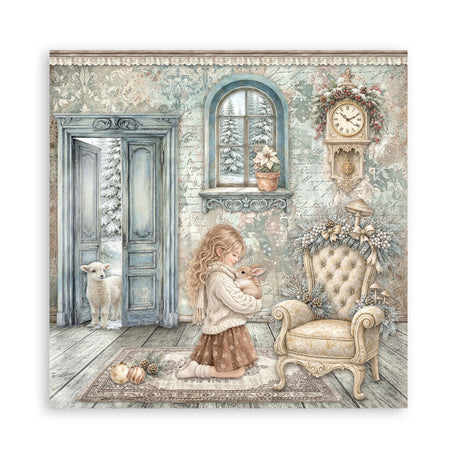 Stamperia White Christmas 8 x 8 Inch Single Face Paper Pack by Cristina Radovan - SBBSXB27