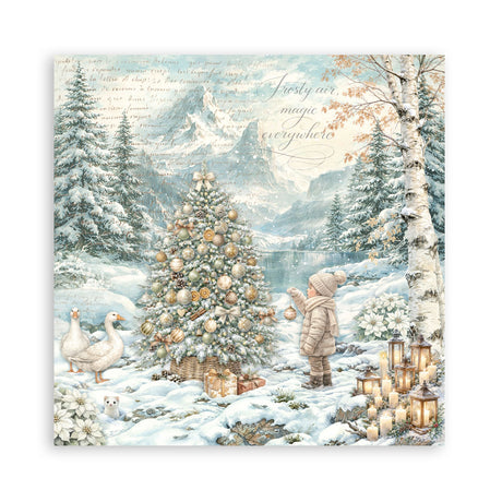 Stamperia White Christmas 8 x 8 Inch Single Face Paper Pack by Cristina Radovan - SBBSXB27