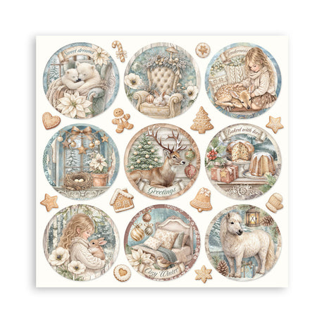 Stamperia White Christmas 12 x 12 Inch Single Face Paper Pack by Cristina Radovan - SBBXLB39