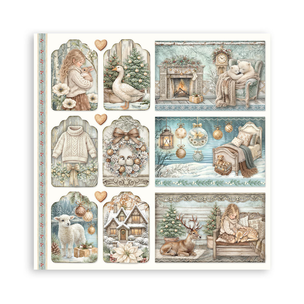 Stamperia White Christmas 12 x 12 Inch Single Face Paper Pack by Cristina Radovan - SBBXLB39