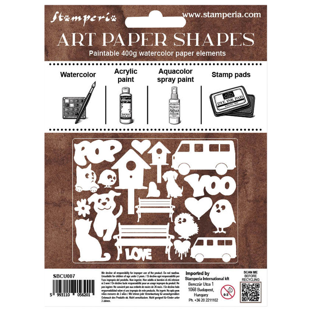 Stamperia Furry Friends 2 Art Paper Shapes Laser Cut by Antonis Tzanidakis - SBCU007