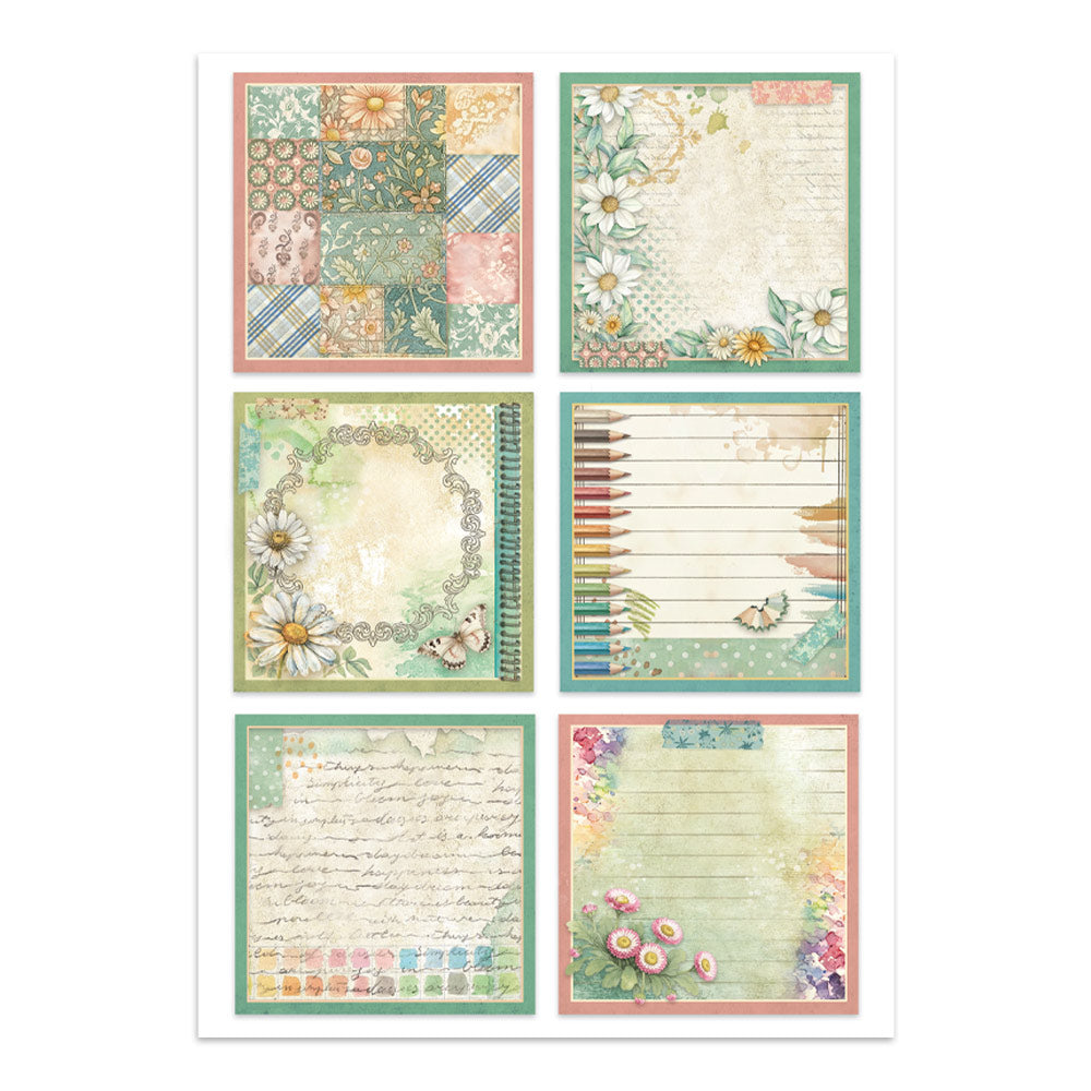 Stamperia Daisy Art Junk Journal Stickers, Backgrounds, Cut-Outs (SBJK14)