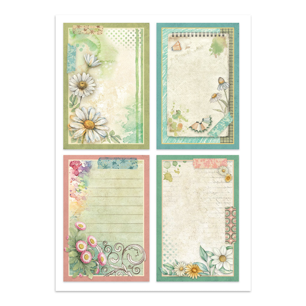Stamperia Daisy Art Junk Journal Stickers, Backgrounds, Cut-Outs (SBJK14)
