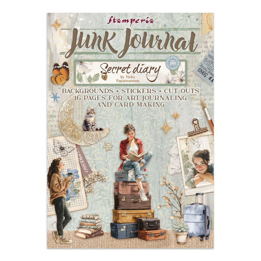 Stamperia Secret Diary Junk Journal Stickers, Backgrounds, Cut-Outs (SBJK15)
