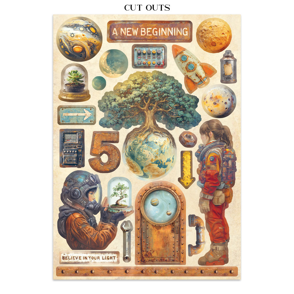 Stamperia A New Beginning Junk Journal Stickers Backgrounds Cut-Outs (SBJK16)