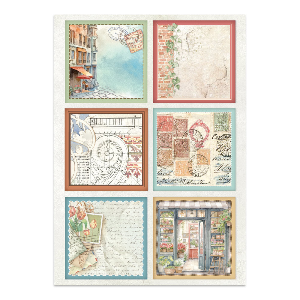 Stamperia Art of Travelling Junk Journal Stickers Backgrounds Cut-Outs (SBJK18)