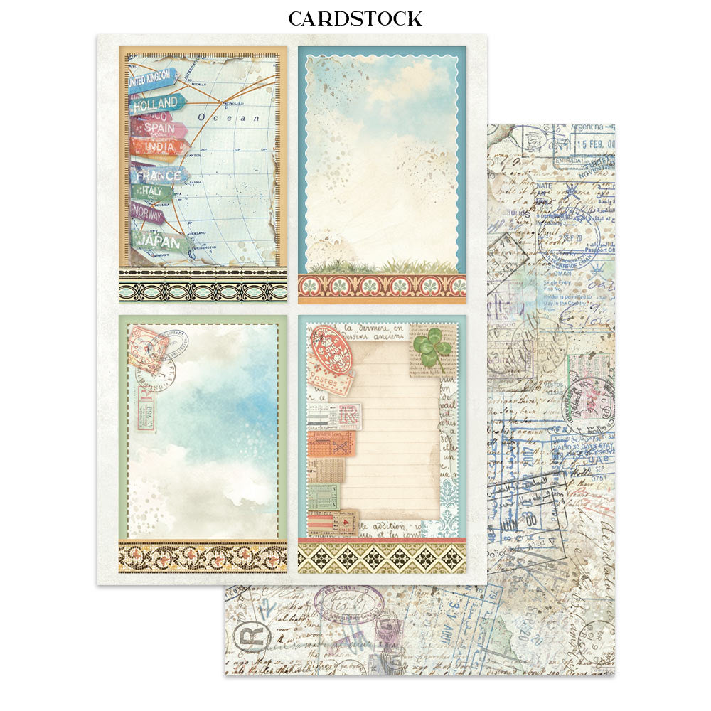 Stamperia Art of Travelling Junk Journal Stickers Backgrounds Cut-Outs (SBJK18)