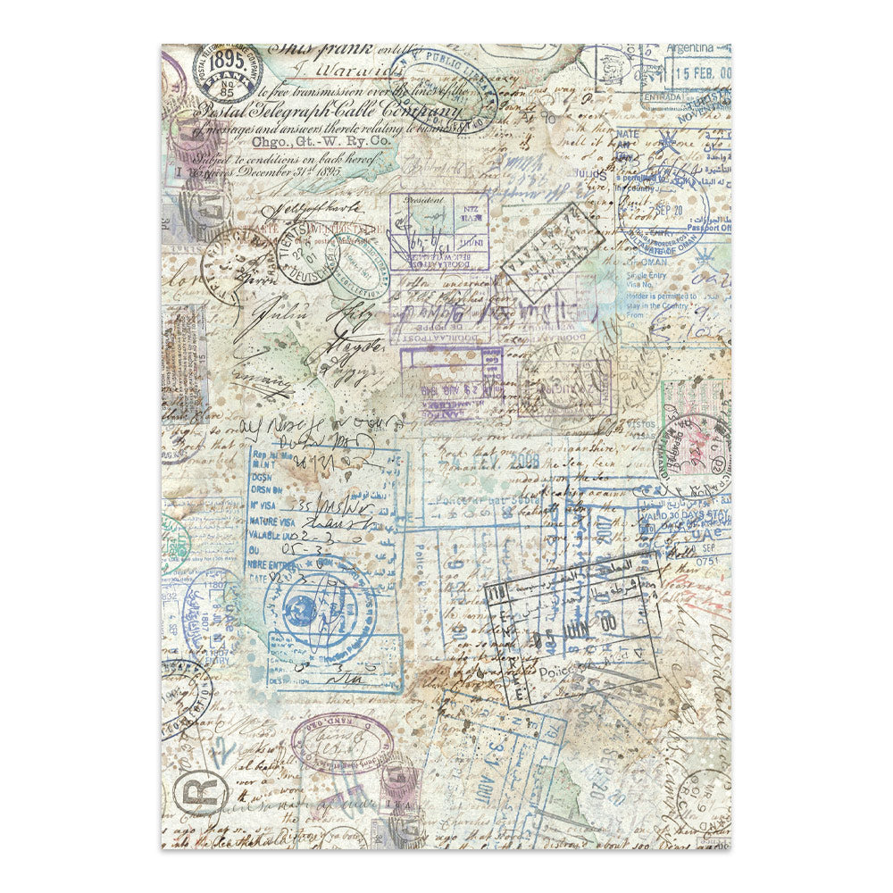 Stamperia Art of Travelling Junk Journal Stickers Backgrounds Cut-Outs (SBJK18)