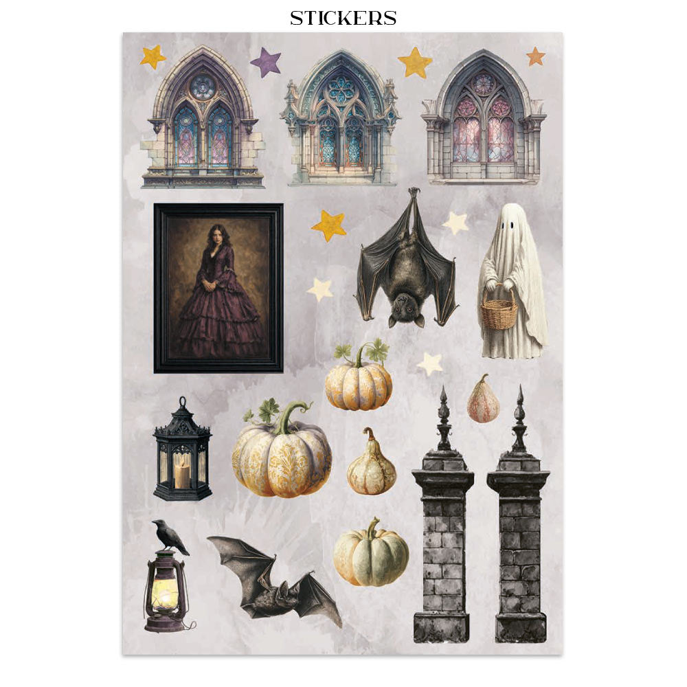 Stamperia Halloween Junk Journal Stickers, Backgrounds, Cut-Outs by Vicky Papaioannou (SBJK22)