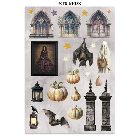 Stamperia Halloween Junk Journal Stickers, Backgrounds, Cut-Outs by Vicky Papaioannou (SBJK22)