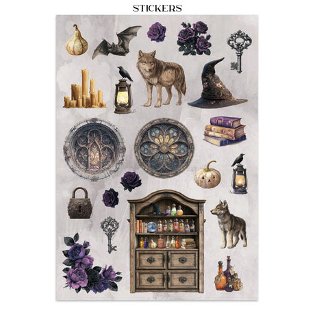 Stamperia Halloween Junk Journal Stickers, Backgrounds, Cut-Outs by Vicky Papaioannou (SBJK22)