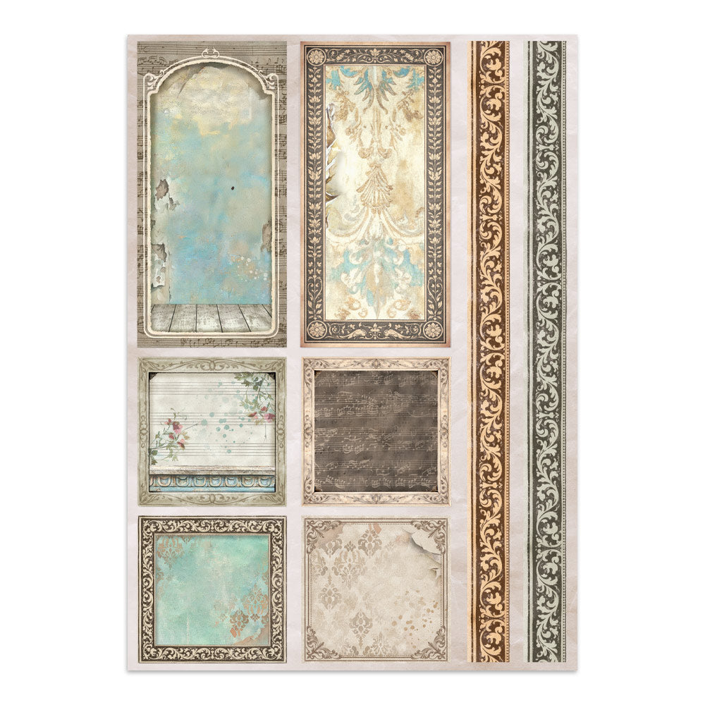 Stamperia Symphony Junk Journal Stickers, Backgrounds, Cut-Outs by Sara Alcobendas (SBJK24)