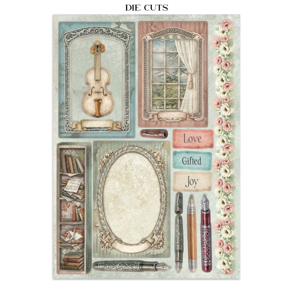 Stamperia Symphony Junk Journal Stickers, Backgrounds, Cut-Outs by Sara Alcobendas (SBJK24)