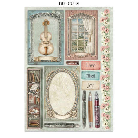 Stamperia Symphony Junk Journal Stickers, Backgrounds, Cut-Outs by Sara Alcobendas (SBJK24)