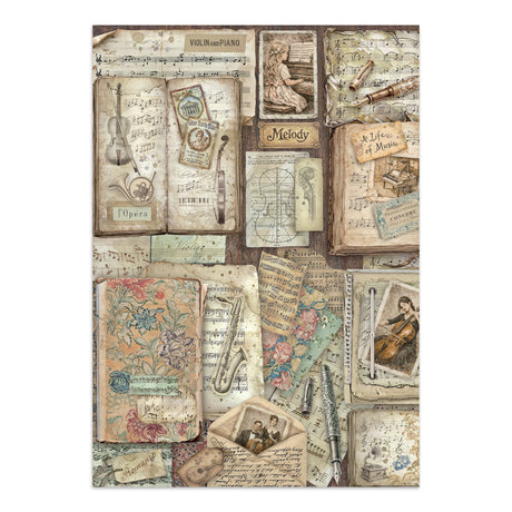 Stamperia Symphony Junk Journal Stickers, Backgrounds, Cut-Outs by Sara Alcobendas (SBJK24)